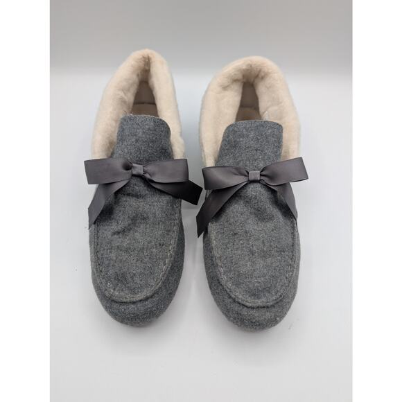 Vionic Shoes - Vionic Shirley Wool Flannel Slippers w/ Bow Detail Sz 11 Gray Orthotic